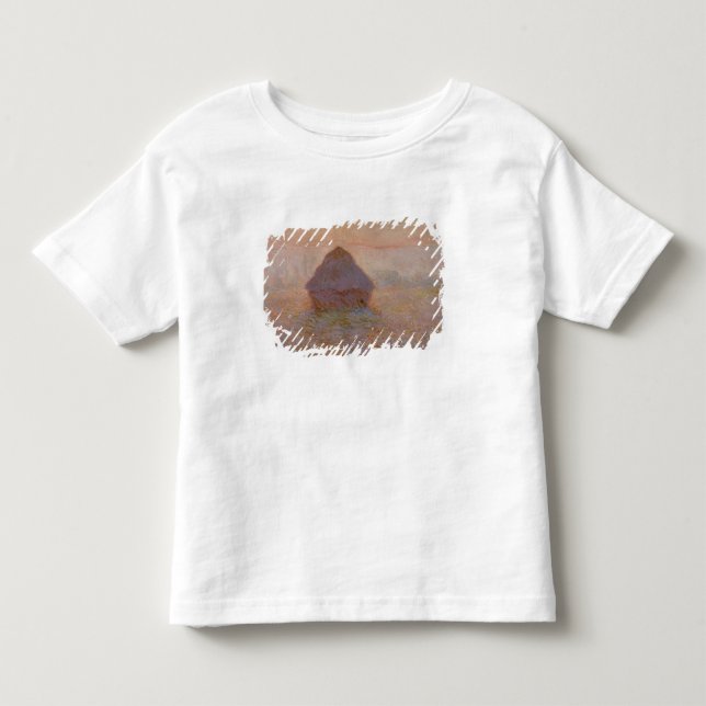 Camiseta Infantil Claude Monet | Grainstack, Sun na névoa (Frente)