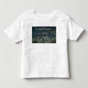 Camiseta Infantil Claude Monet Waterlilies: Reflexões verdes