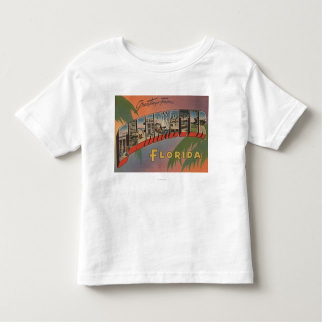 Camiseta Infantil Clearwater, Florida - grandes cenas da letra (Frente)