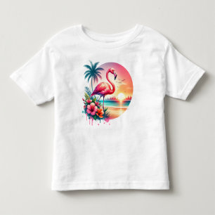 Camiseta Infantil Clipe do Sunset Flamingo Rosa