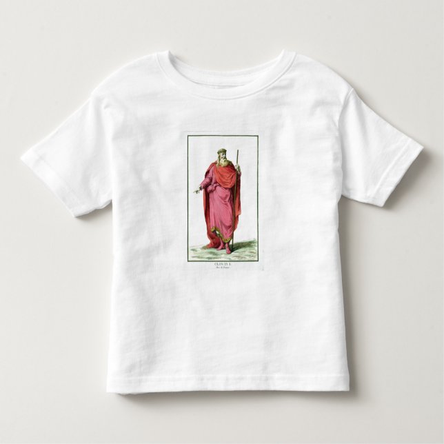 Camiseta Infantil Clovis mim (481-511) rei das franquias de Salian (Frente)