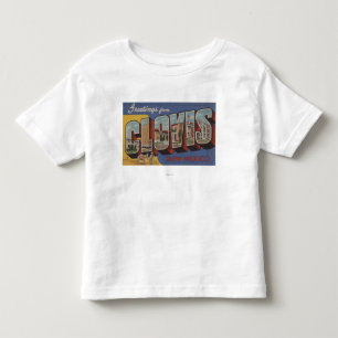 Camiseta Infantil Clovis, Novo México - Cenas com Letras Grandes