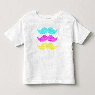 Camiseta Infantil CMY Mustaches (estilo letterpress)