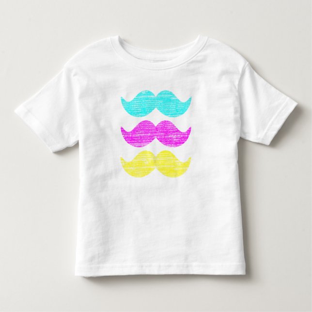 Camiseta Infantil CMY Mustaches (estilo letterpress) (Frente)
