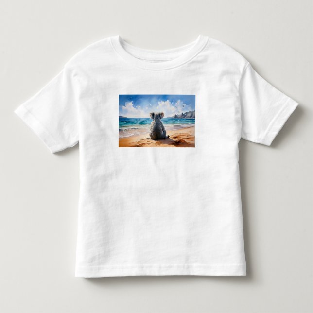 Camiseta Infantil Coala observando o oceano (Frente)