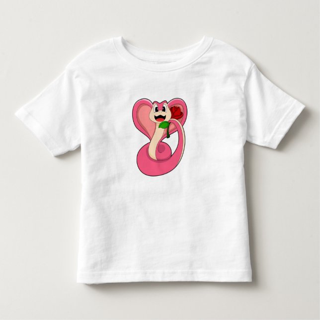 Camiseta Infantil Cobra com Rosa (Frente)