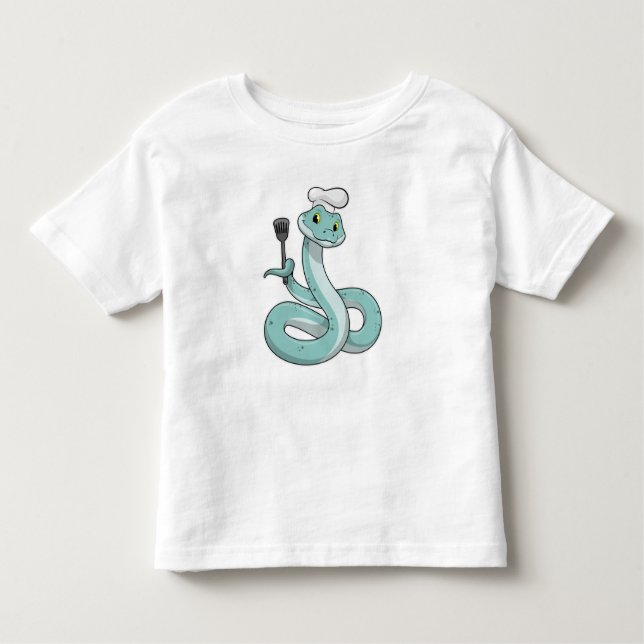 Camiseta Infantil Cobra como cozinhar com chapéu de chef (Frente)
