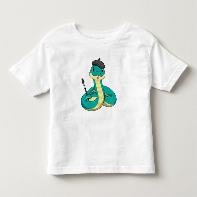 Camiseta Infantil Cobra como Pincel com pincel de pintura (Frente)