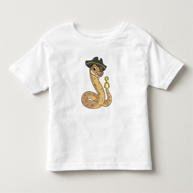 Camiseta Infantil Cobra como Pirata com Mão Gancho e Elemento (Frente)
