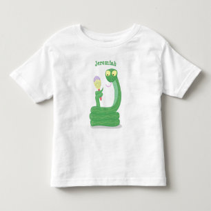 Camiseta Infantil Cobra verde engraçado com desenhos de maraca