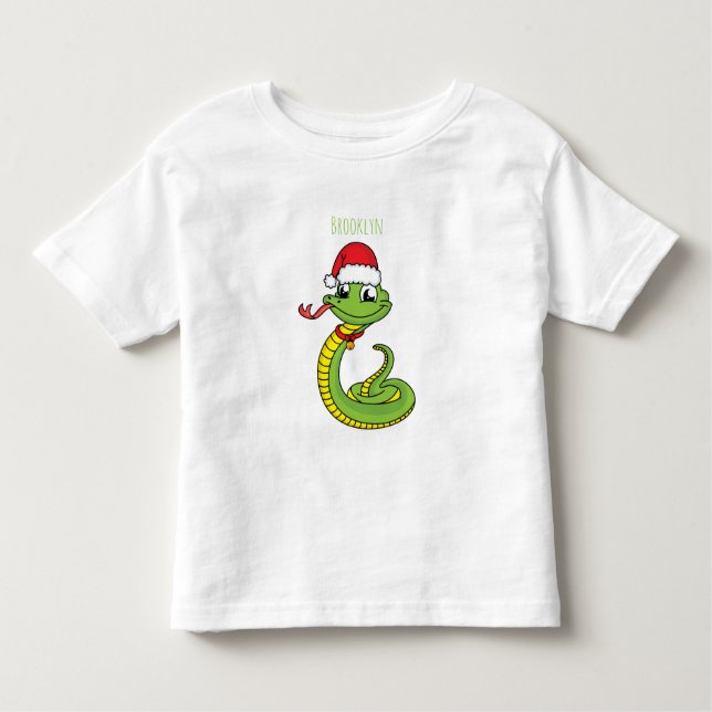 Camiseta Infantil Cobra verde-giro com desenho animado de chapéu de  (Frente)