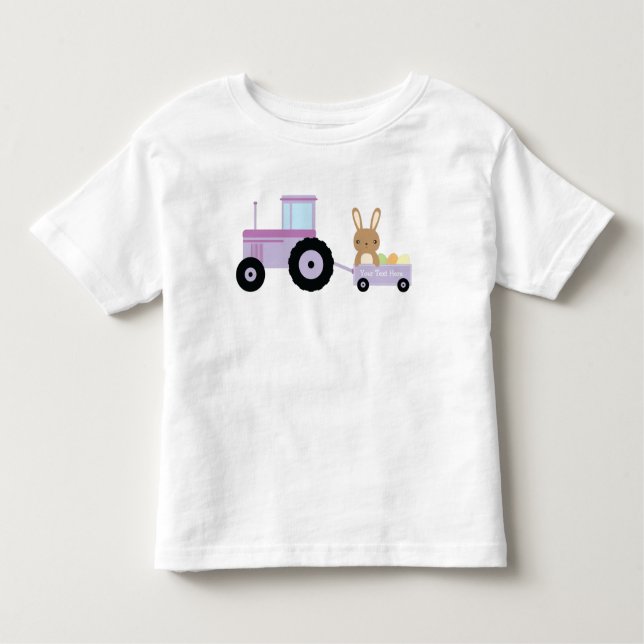 Camiseta Infantil Coelhinha no Trator Adicione seu texto para person (Frente)