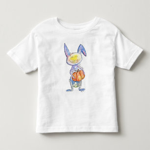 Camiseta Infantil Coelhinho branco bonito segurando abóbora