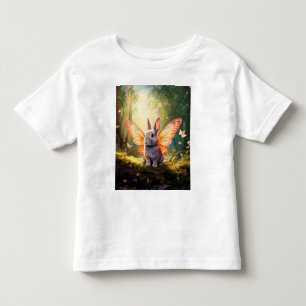 Camiseta Infantil Coelhinho branco numa floresta encantada