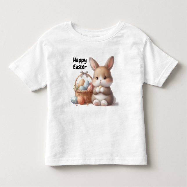 Camiseta Infantil Coelhinho da Páscoa e Cesta de Ovos (Frente)