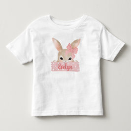 Camiseta Infantil Coelhinho da Páscoa em Aquarela Rosa para Meninas 