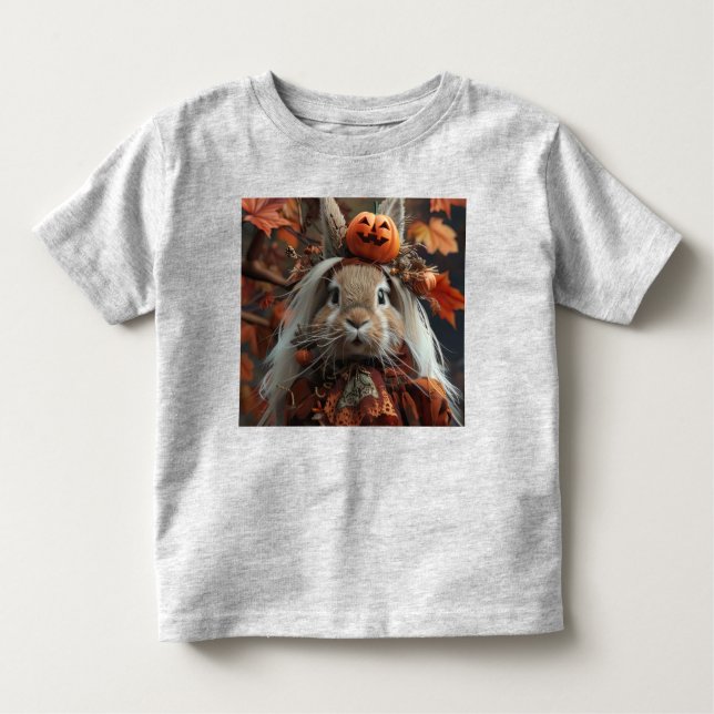 Camiseta Infantil Coelhinho de abóbora único do Dia das Bruxas (Frente)