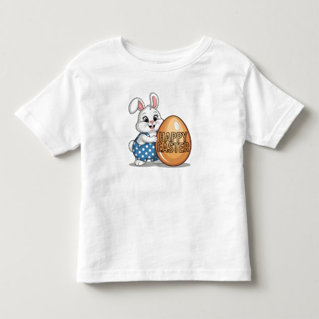 Camiseta Infantil Coelhinho de Bolinhas Feliz Páscoa (Frente)