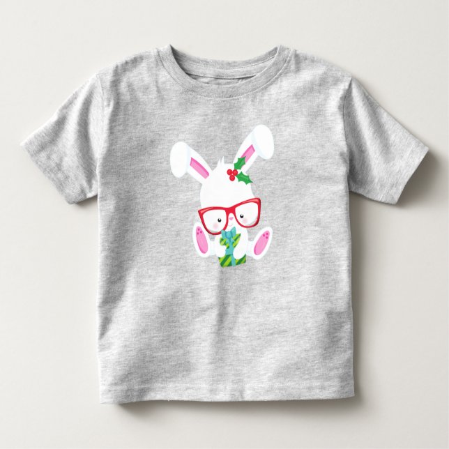 Camiseta Infantil Coelhinho De Natal, Coelhinho De Hipster, Coelhinh (Frente)