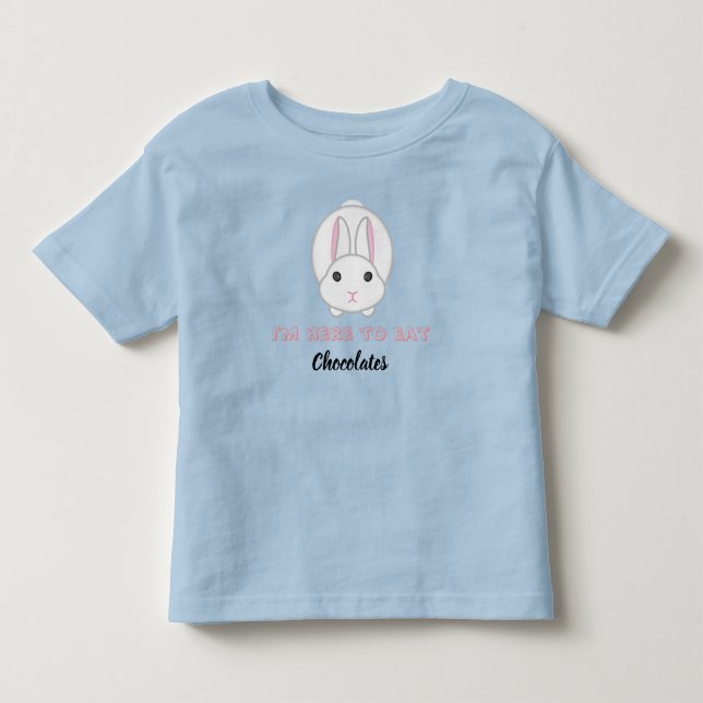 Camiseta Infantil Coelhinho de Páscoa à espera de comer chocolate (Frente)