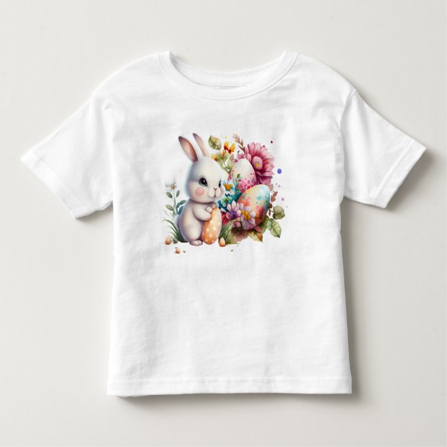 Camiseta Infantil Coelhinho de Páscoa de Aquarela (Frente)
