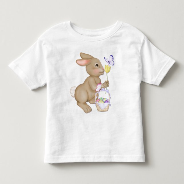 Camiseta Infantil Coelhinho de Páscoa e cesta (Frente)