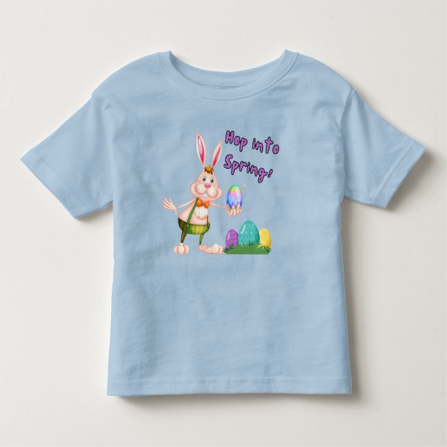 Camiseta Infantil Coelhinho de Páscoa e Ovos Coloridos (Frente)