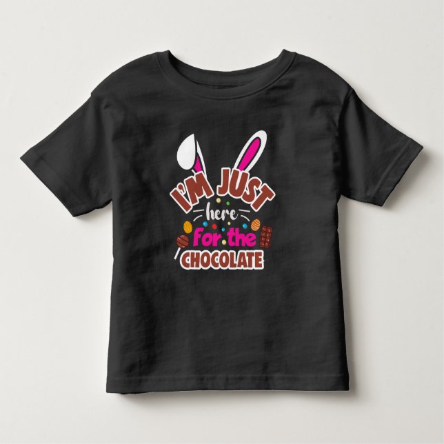 Camiseta Infantil Coelhinho de Páscoa... Estou aqui para o Chocolate (Frente)