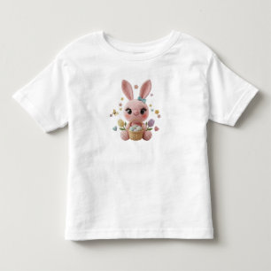 Camiseta Infantil Coelhinho de Páscoa Fofo Crochet Estilo Arte Paste