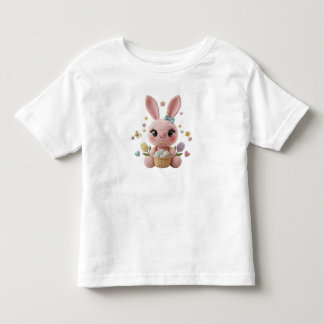 Camiseta Infantil Coelhinho de Páscoa Fofo Crochet Estilo Arte Paste