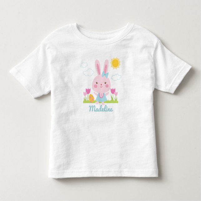 Camiseta Infantil Coelhinho de Páscoa Menina Fofa (Frente)