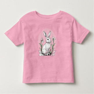 Camiseta Infantil Coelhinhos bonitos e lírios