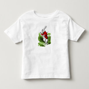 Camiseta Infantil Coelho branco que olha o relógio. Ilustração