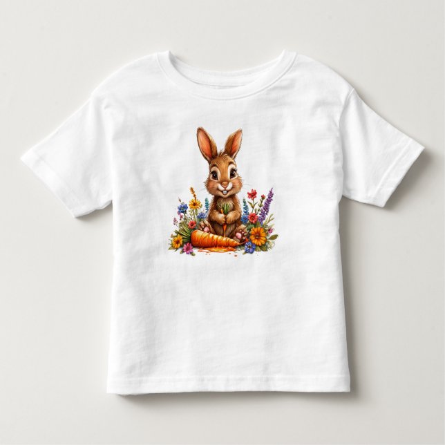 Camiseta Infantil Coelho charmoso, estilo cartoon (Frente)