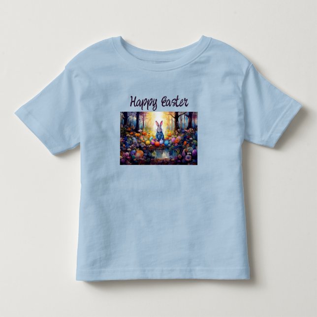 Camiseta Infantil Coelho Clássico da Páscoa com Ovos de Páscoa (Frente)