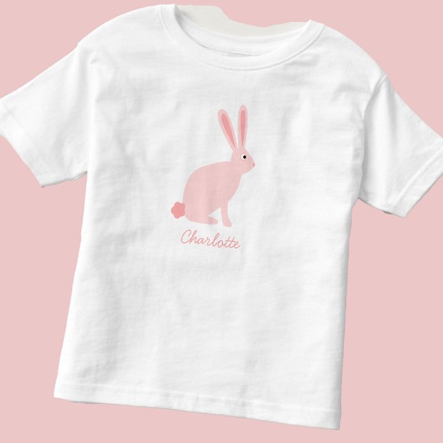 Camiseta Infantil Coelho Coelho Rosa Fofo Personalizado (Bunny Rabbit cute personalized t-shirt)