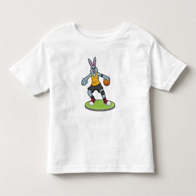 Camiseta Infantil Coelho como jogador de basquetebol (Frente)