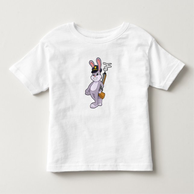 Camiseta Infantil Coelho como policial com chapéu policial (Frente)