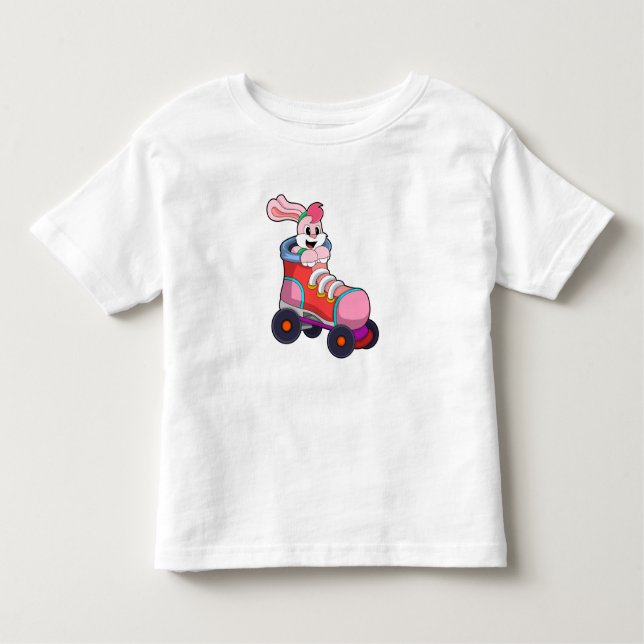 Camiseta Infantil Coelho como Skater Inline com Skates Inline (Frente)