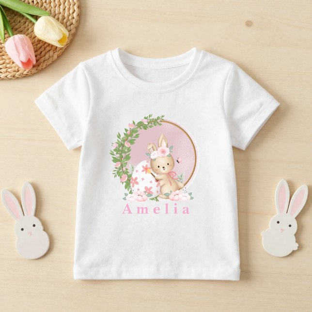 Camiseta Infantil Coelho da Páscoa no Jardim Personalizado  (Criador carregado)
