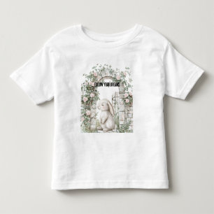 Camiseta Infantil Coelho de Jardim Floral Rosa Enfeitiçado Feminino