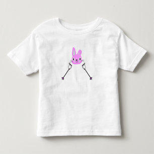 Camiseta Infantil Coelho do esqui com bastões de esqui