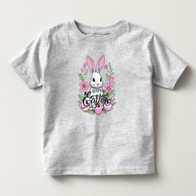 Camiseta Infantil Coelho felz pascoa (rosa escuro) (Frente)