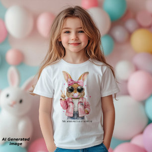 Camiseta Infantil Coelho Fofo e Legal Sinal de Paz com Texto Persona