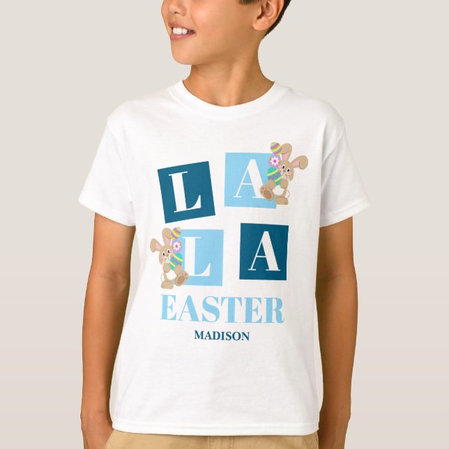 Camiseta Infantil Coelho Fofo La La Páscoa (Frente)