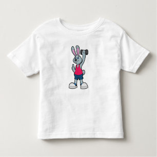 Camiseta Infantil Coelho na Malhação com Dumbbell