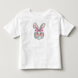 Camiseta Infantil Coelho Pastel com Óculos de Coração