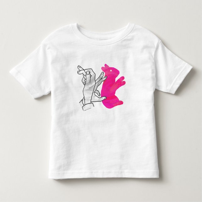 Camiseta Infantil Coelho Silhout Mão Rosa (Frente)