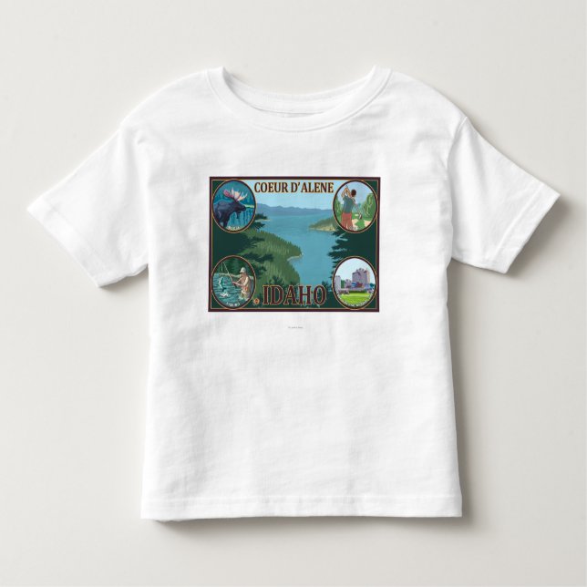 Camiseta Infantil Coeur D'Alene, poster de viagens de IdahoScenic (Frente)