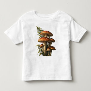 Camiseta Infantil Cogumelos Amanita Vermelhos com Samambaia Botânica
